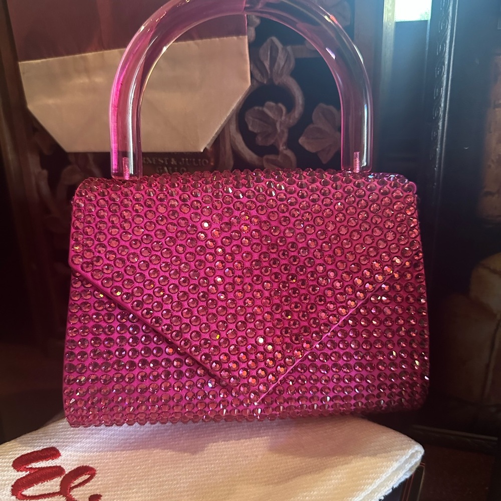 Gedebe Fuchsia Crystal Embellished Cookie Mini Handbag
